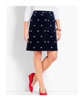 Talbots Velvet Polar Bear Embroidered Whimsy Winter Holiday Skirt Women's 12